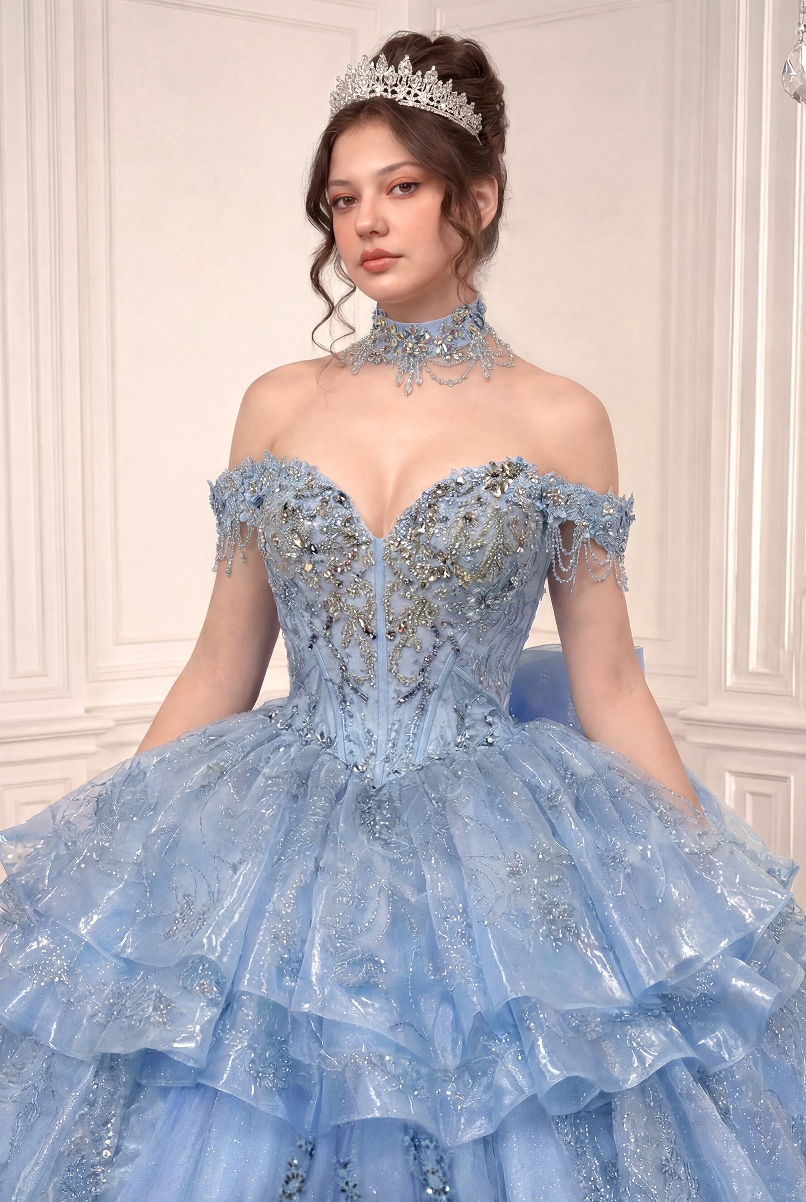 Off Shoulder Ball Gown with Mini Skirt by Ladivine 15742 – ABC Fashion
