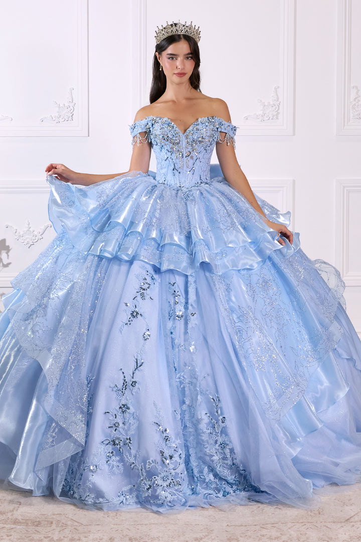 Off Shoulder Ball Gown with Mini Skirt by Ladivine 15742