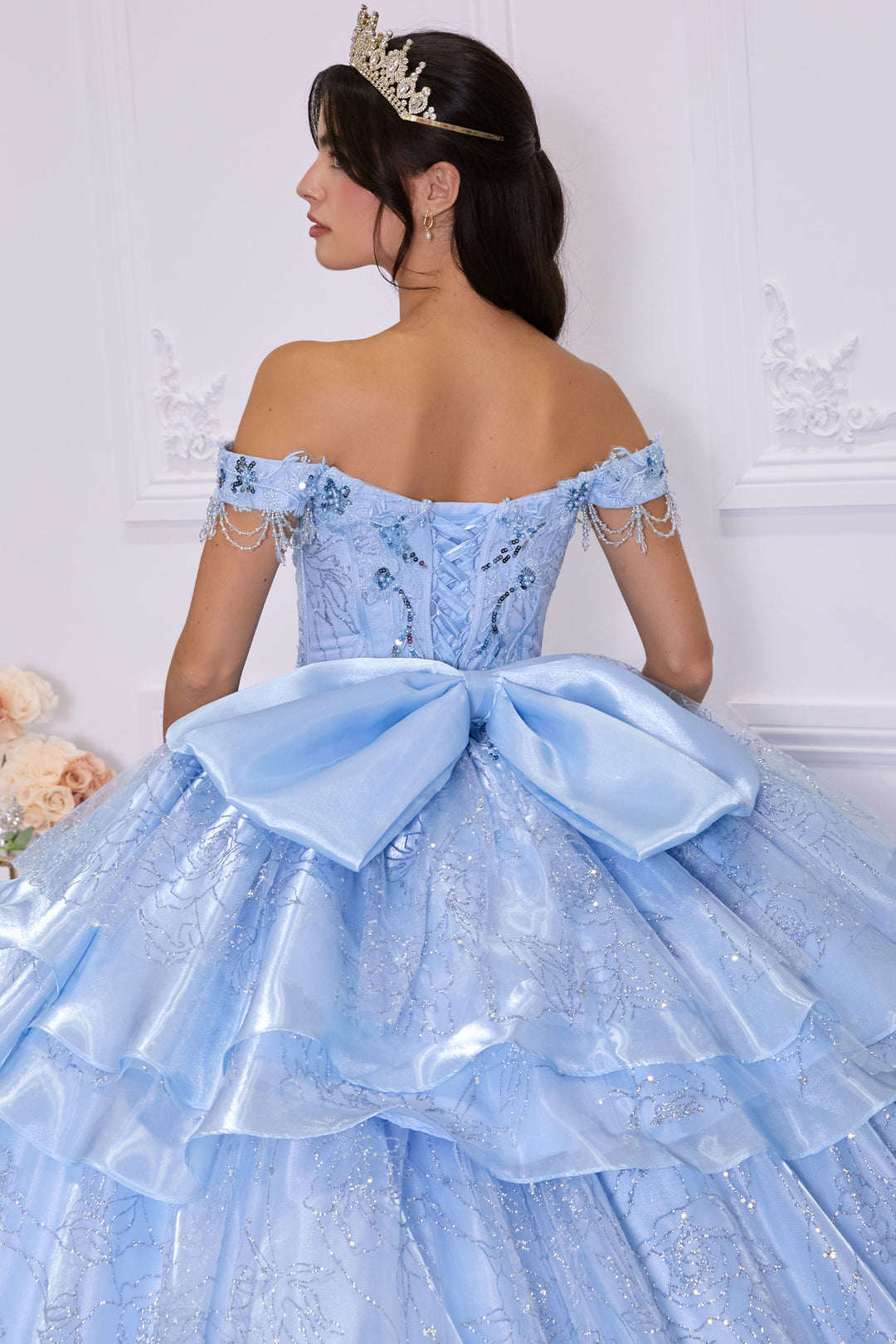 Off Shoulder Ball Gown with Mini Skirt by Ladivine 15742