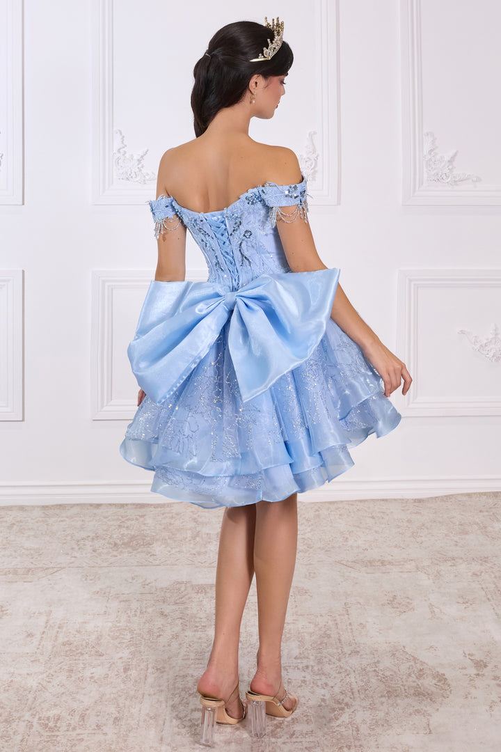 Off Shoulder Ball Gown with Mini Skirt by Ladivine 15742