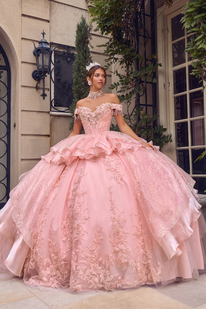 Off Shoulder Ball Gown with Mini Skirt by Ladivine 15742