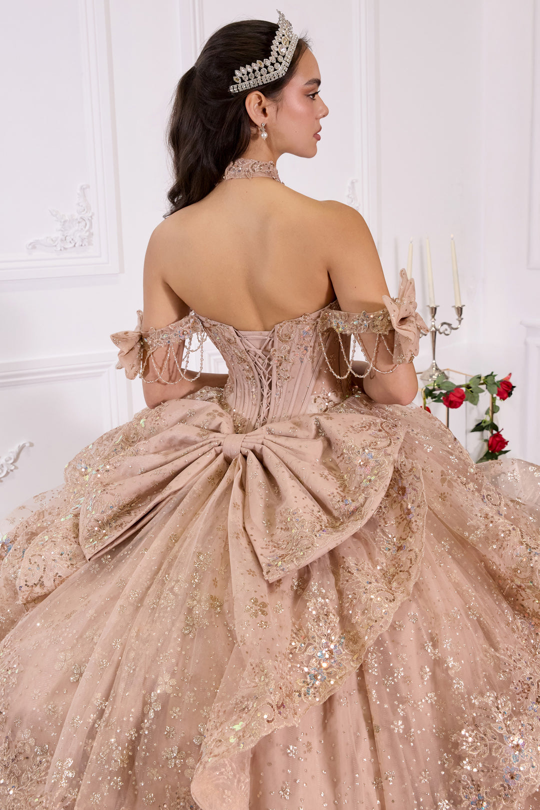 Applique Off Shoulder Ball Gown by Ladivine 15743