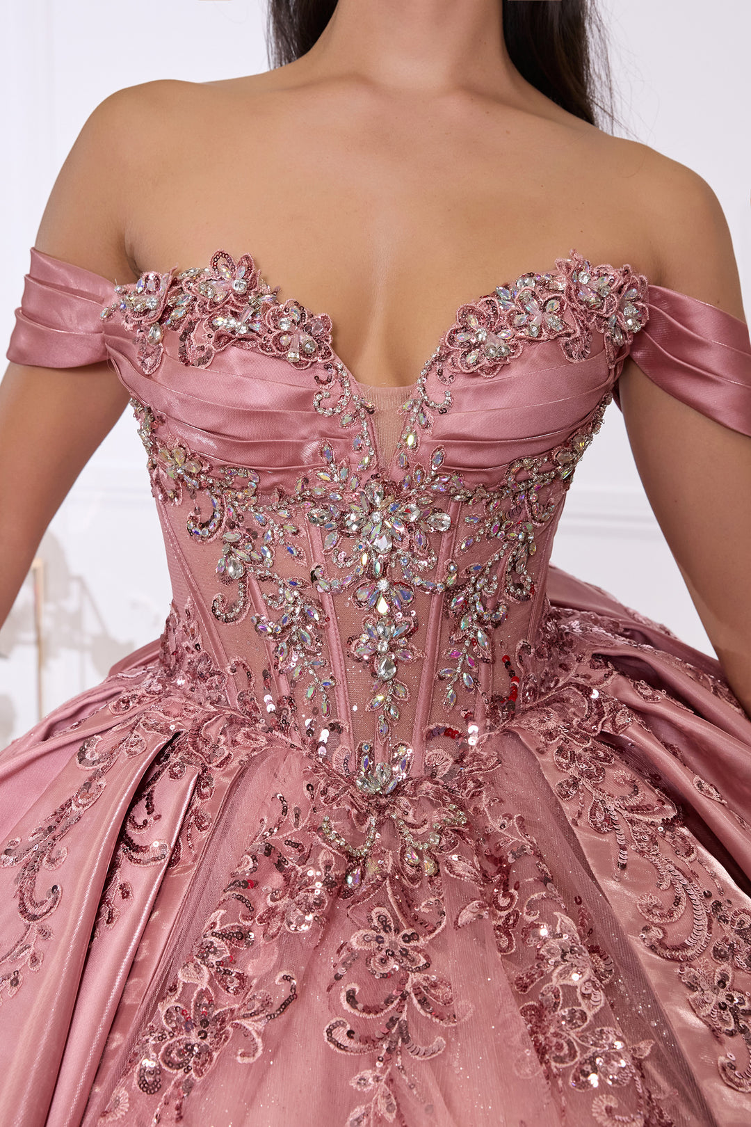 Applique Off Shoulder Ball Gown by Ladivine 15745