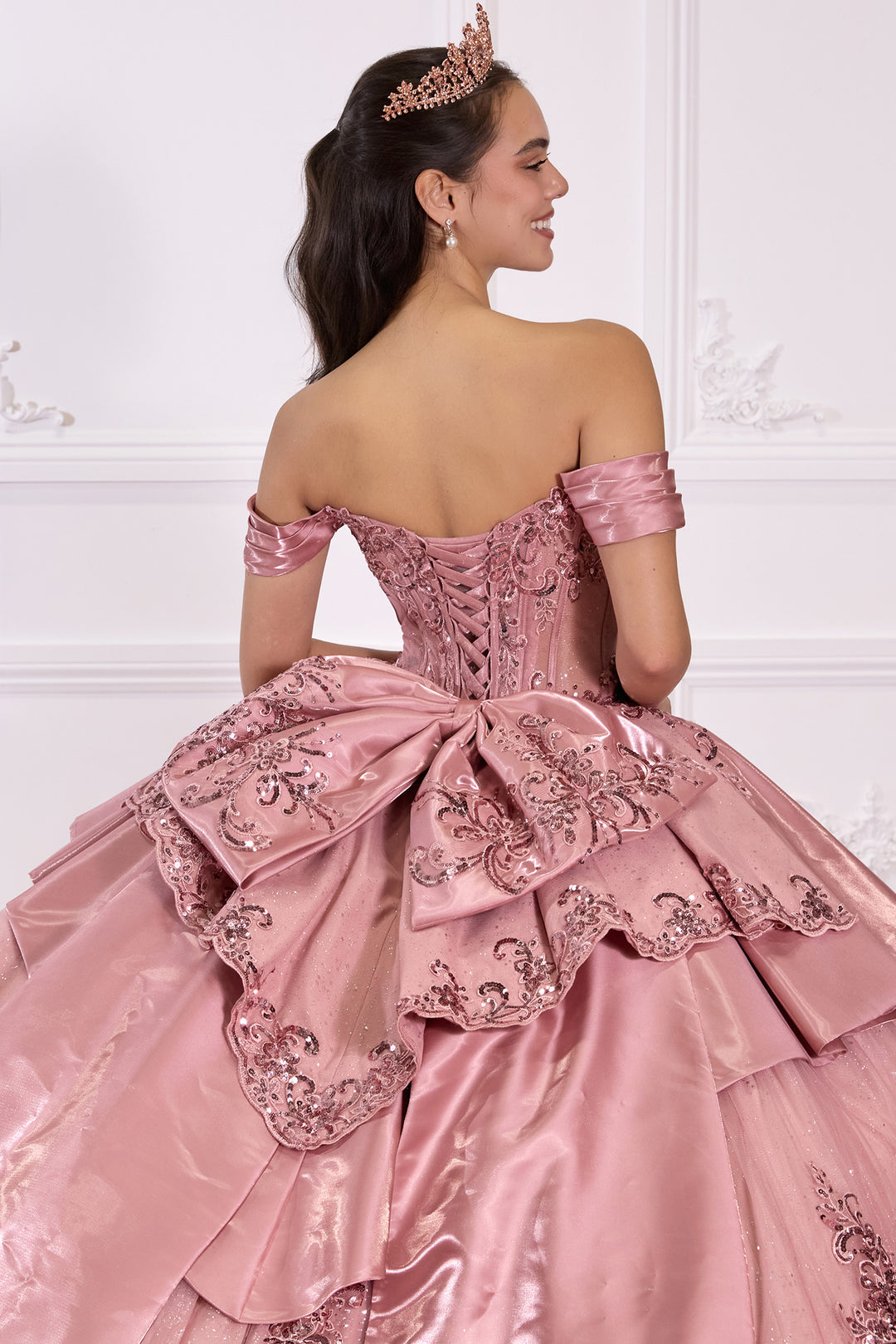 Applique Off Shoulder Ball Gown by Ladivine 15745