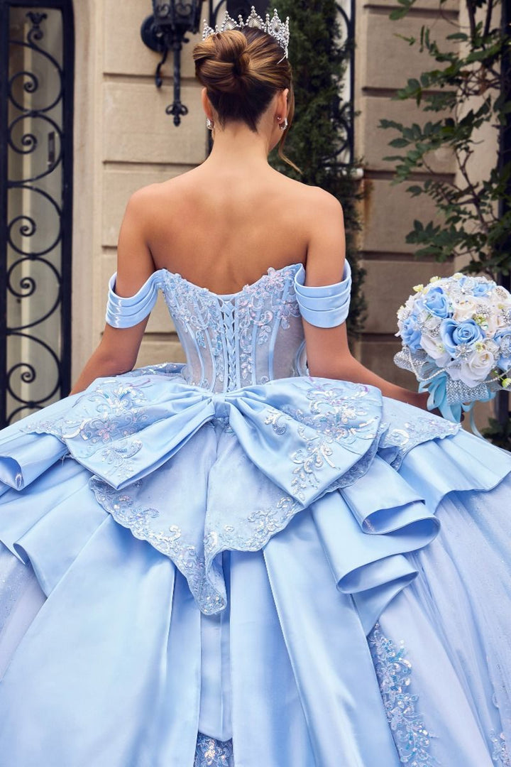 Applique Off Shoulder Ball Gown by Ladivine 15745