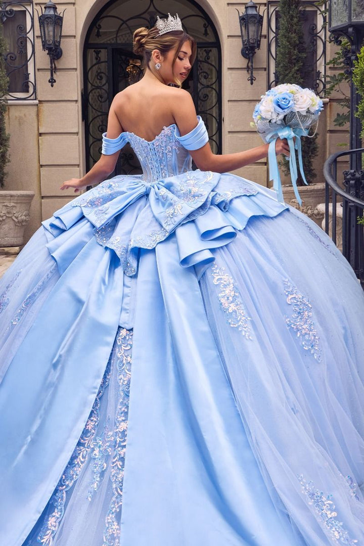 Applique Off Shoulder Ball Gown by Ladivine 15745