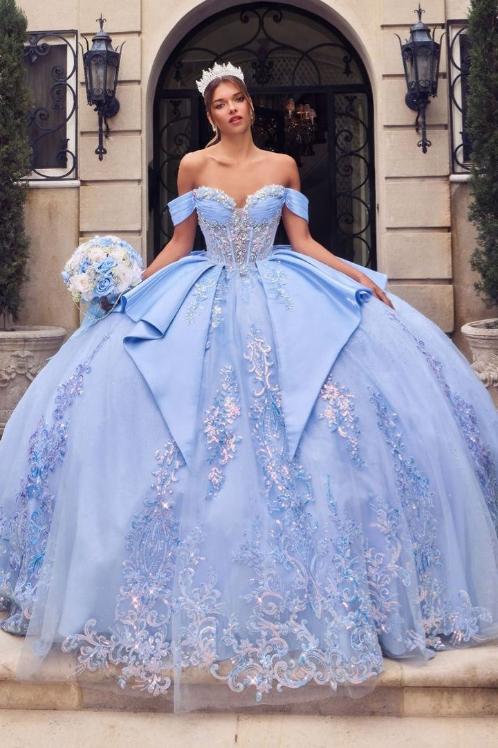 Applique Off Shoulder Ball Gown by Ladivine 15745