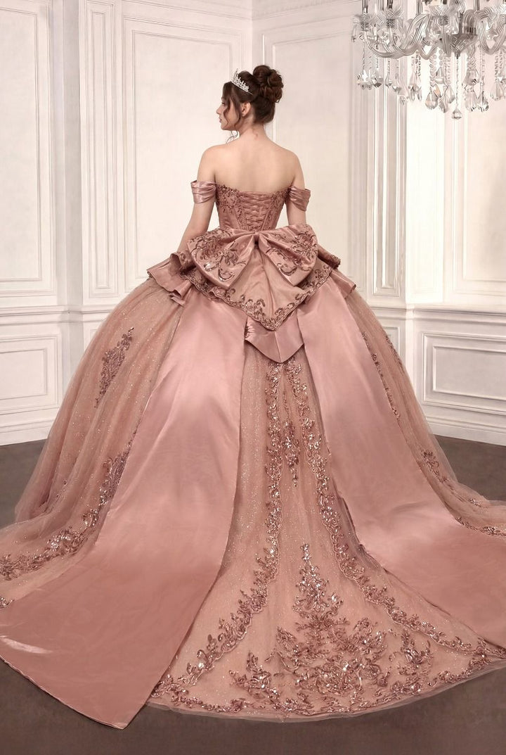 Applique Off Shoulder Ball Gown by Ladivine 15745