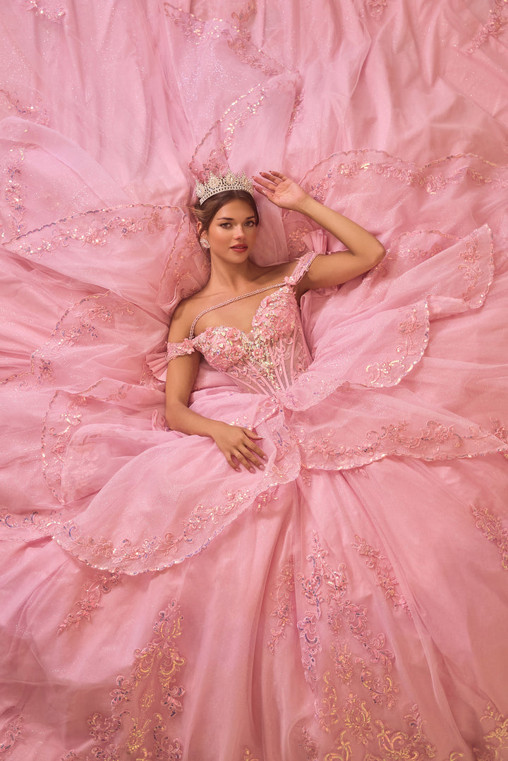 Off Shoulder Layered Ball Gown by Ladivine 15747