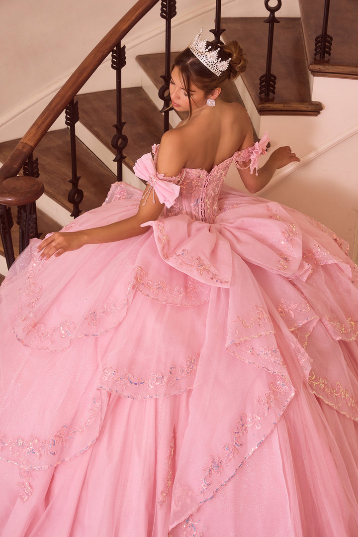 Off Shoulder Layered Ball Gown by Ladivine 15747