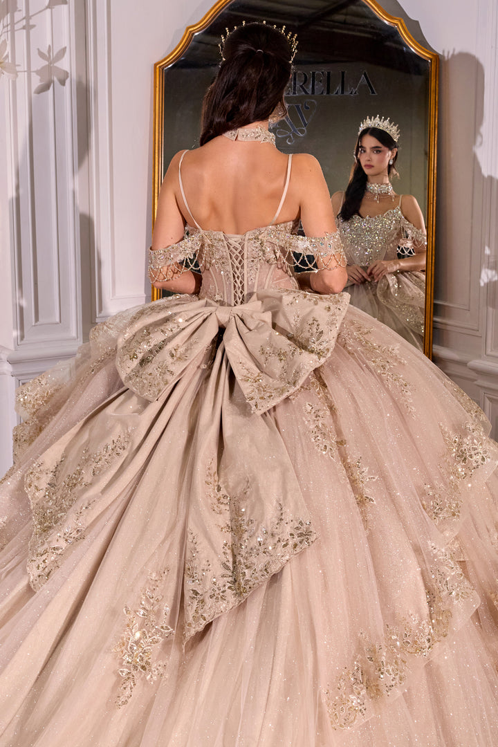 Cold Shoulder Layered Ball Gown by Ladivine 15748