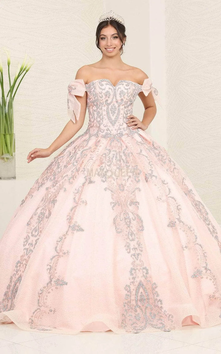 Beaded Off Shoulder Ball Gown by May Queen LK241