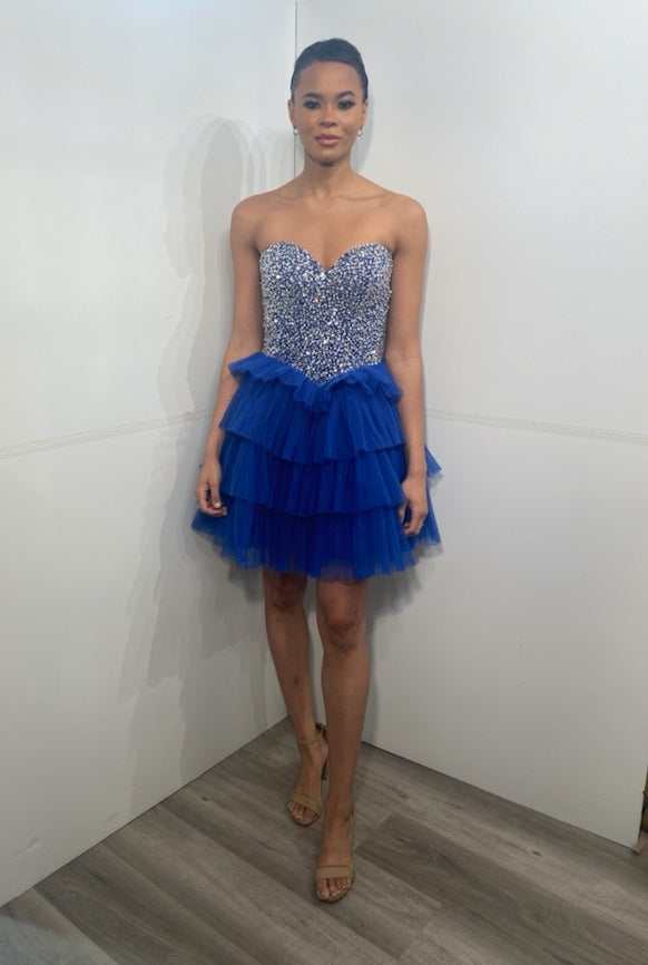 Short Strapless A-line Layered Dress by Jovani 09663