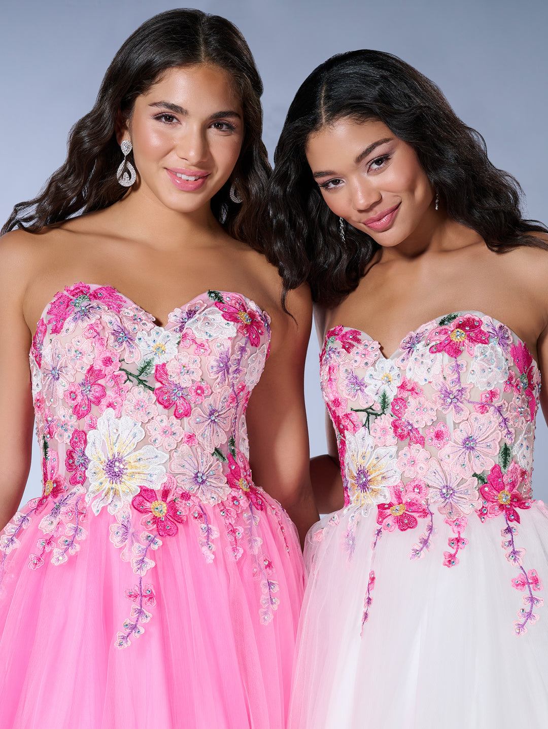 Floral Embroidered Strapless Gown by Tiffany Designs 16142