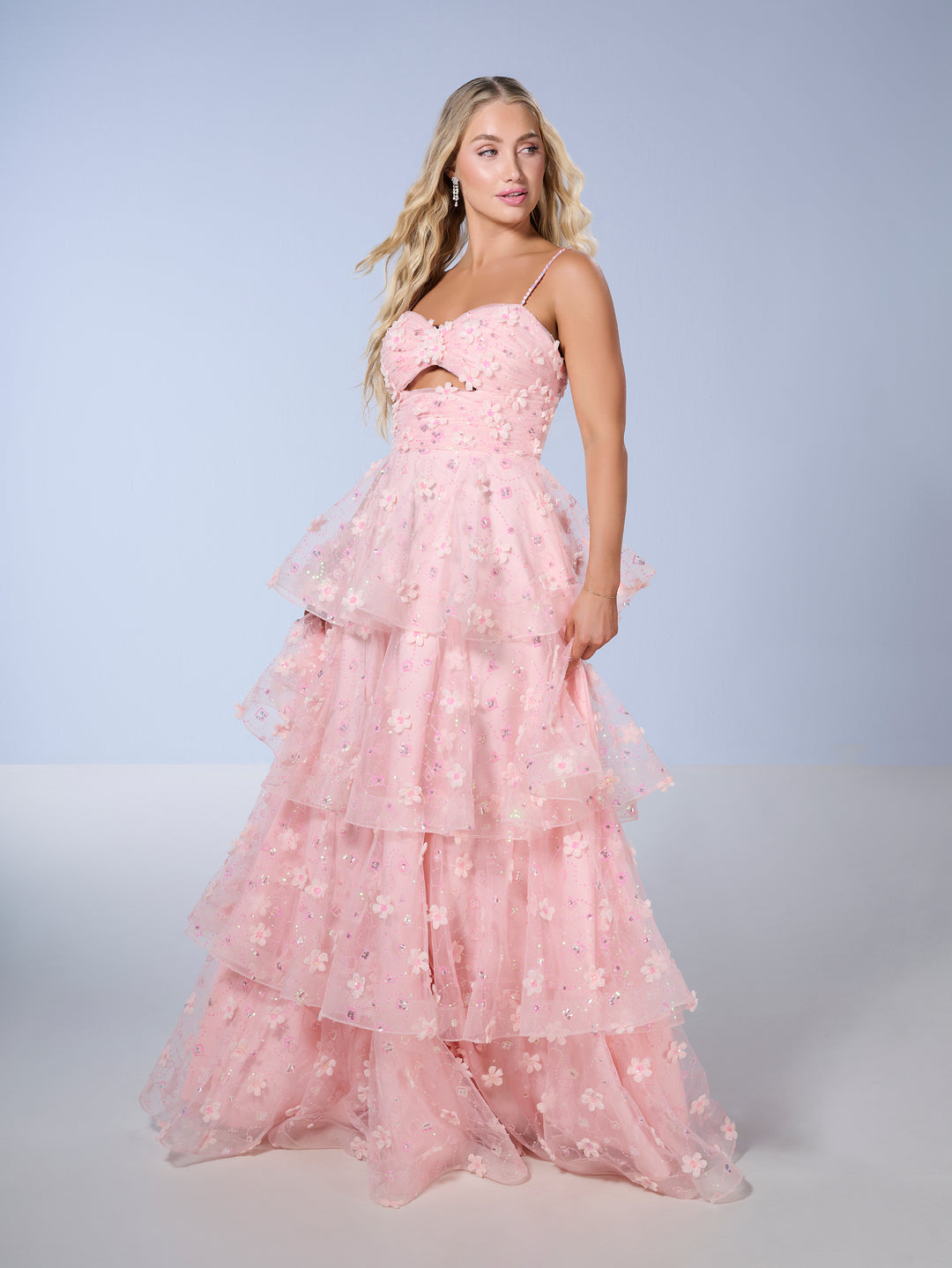 3D Floral Sleeveless Layered Gown by Tiffany Designs 16144