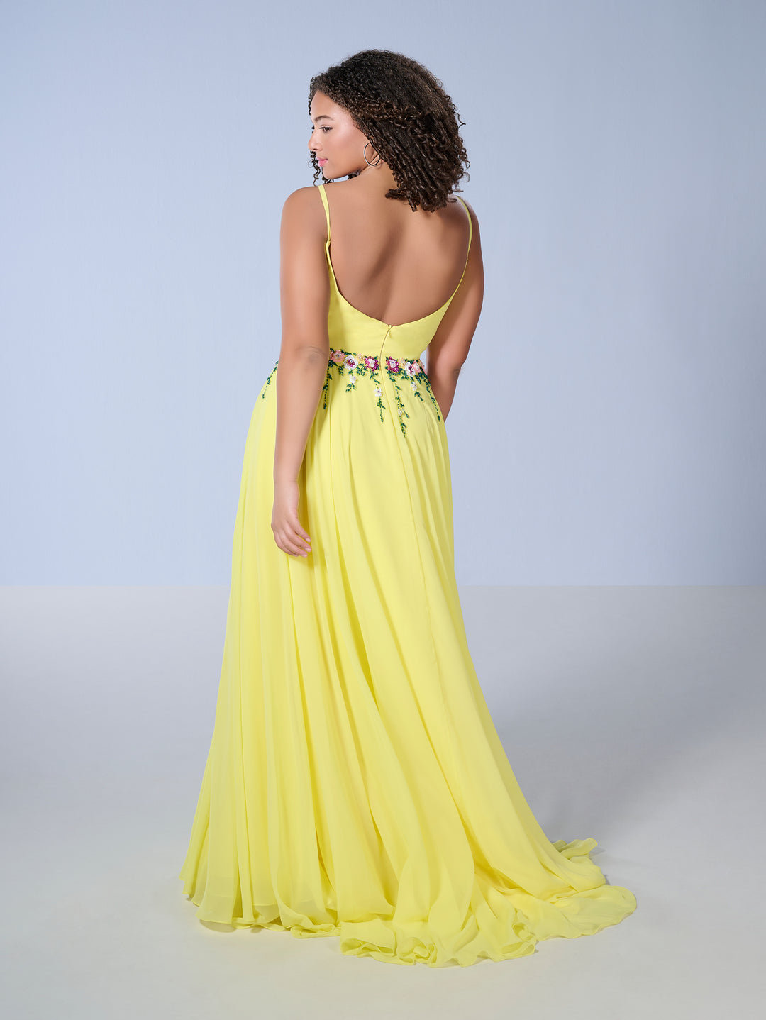 Curvy Jersey A-Line Slit Gown by Tiffany Designs 16146 24W / Electric Lemonade Curvy Jersey A-Line Slit Gown by Tiffany Designs 16146 24W / Electric Lemonade