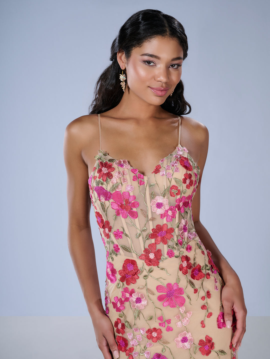 Floral Applique Mermaid Dress by Tiffany Designs 16148