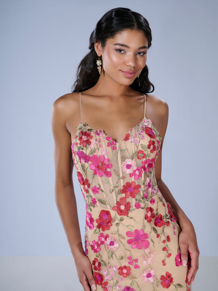 Floral Applique Mermaid Dress by Tiffany Designs 16148