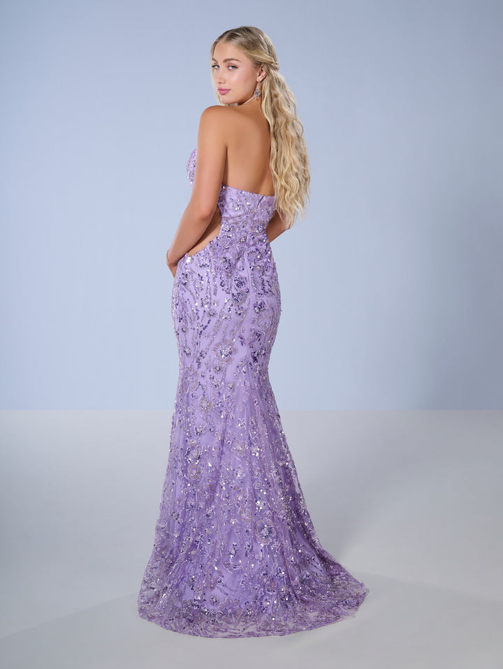 Beaded Fitted Strapless Gown by Tiffany Designs 16150