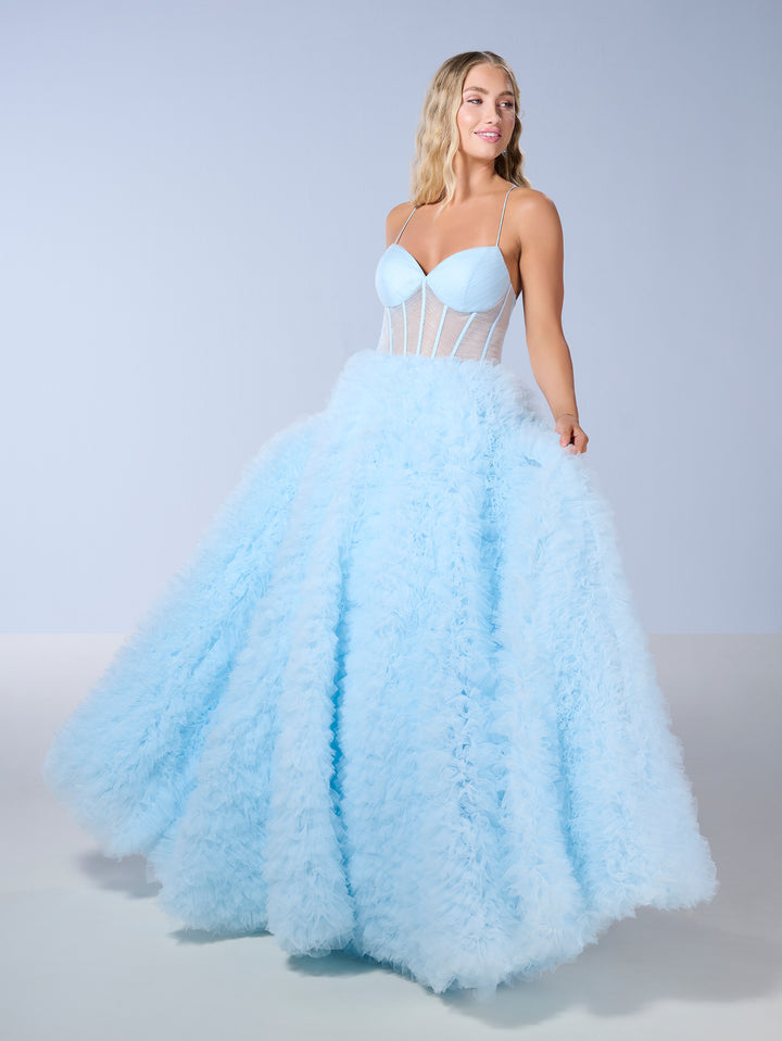 Sleeveless A-line Ruffled Gown by Tiffany Designs 16156