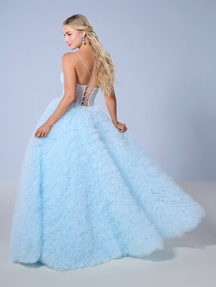 Sleeveless A-line Ruffled Gown by Tiffany Designs 16156