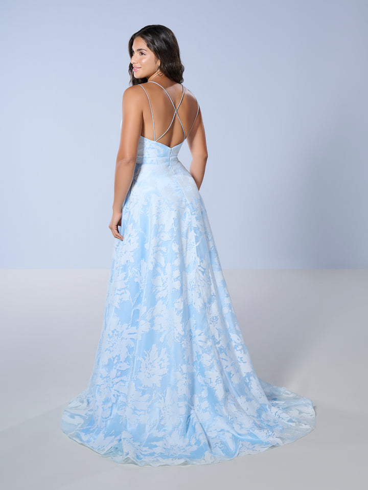 Floral Print Sleeveless A-line Gown by Tiffany Designs 16158