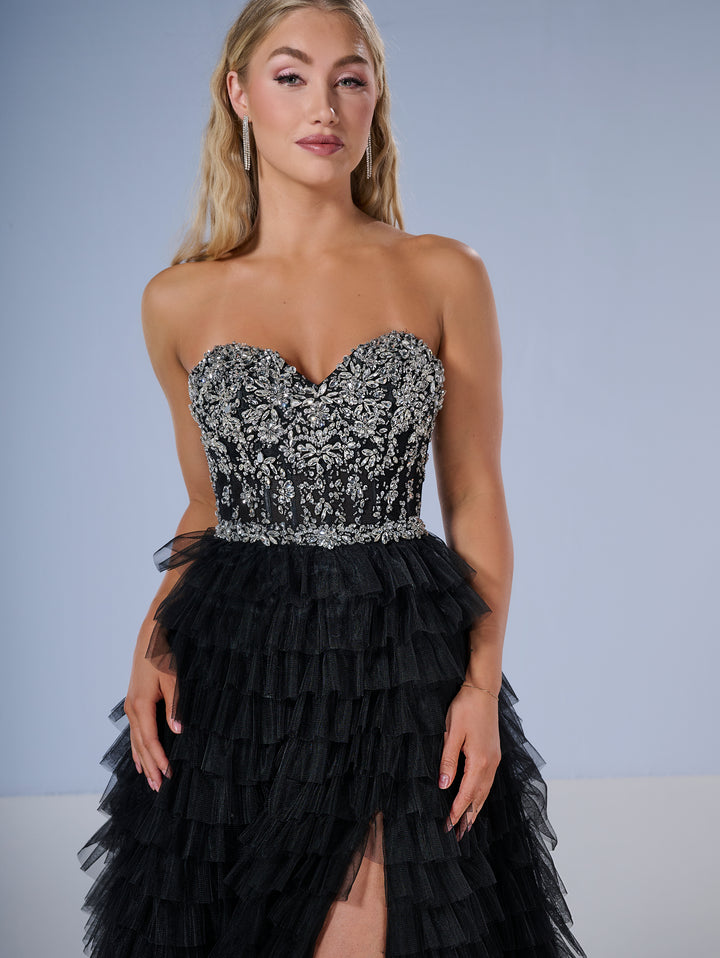 Strapless A-line Tiered Gown by Tiffany Designs 16220