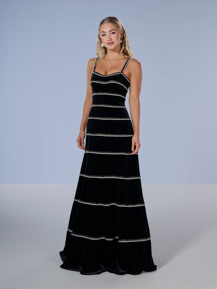 Velvet Sleeveless A-line Gown by Tiffany Designs 16223