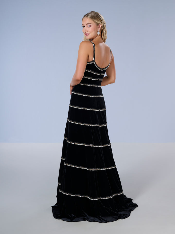 Velvet Sleeveless A-line Gown by Tiffany Designs 16223