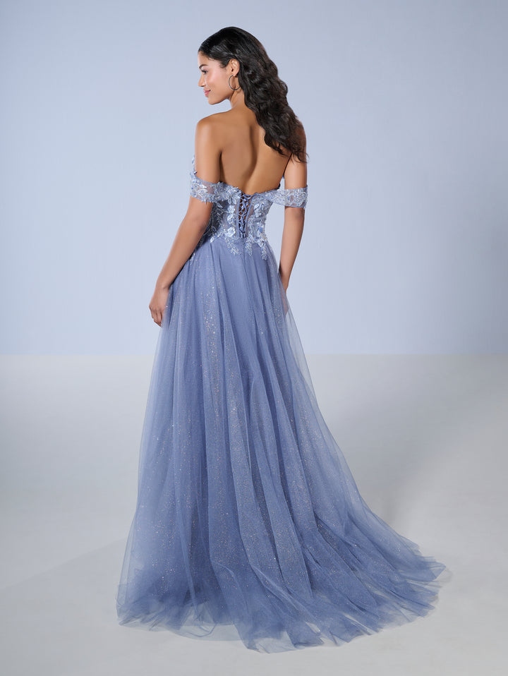 Floral Applique A-line Gown by Tiffany Designs 16243