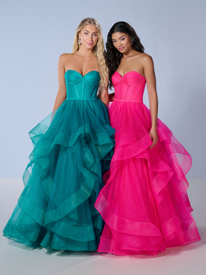 Strapless Layered A-line Gown by Tiffany Designs 16245
