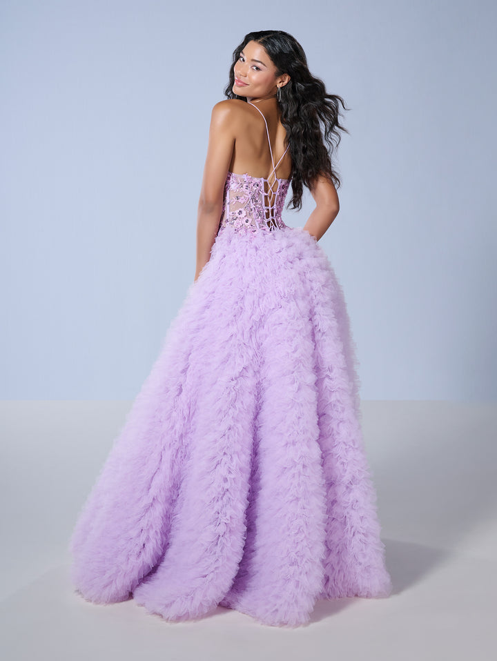 Sleeveless Ruffled A-line Gown by Tiffany Designs 16252