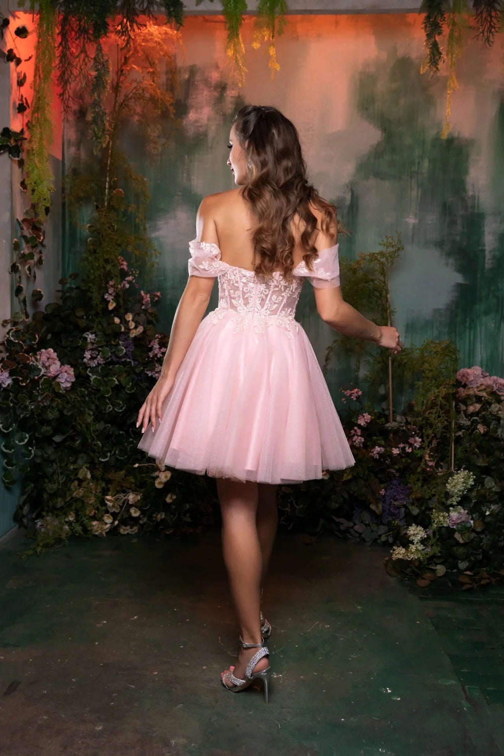 Applique Short Off Shoulder Dress by May Queen MQ2117