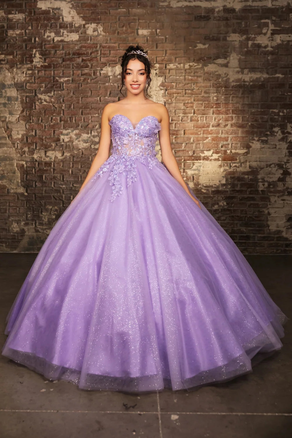 Applique Strapless Ball Gown by May Queen LK243