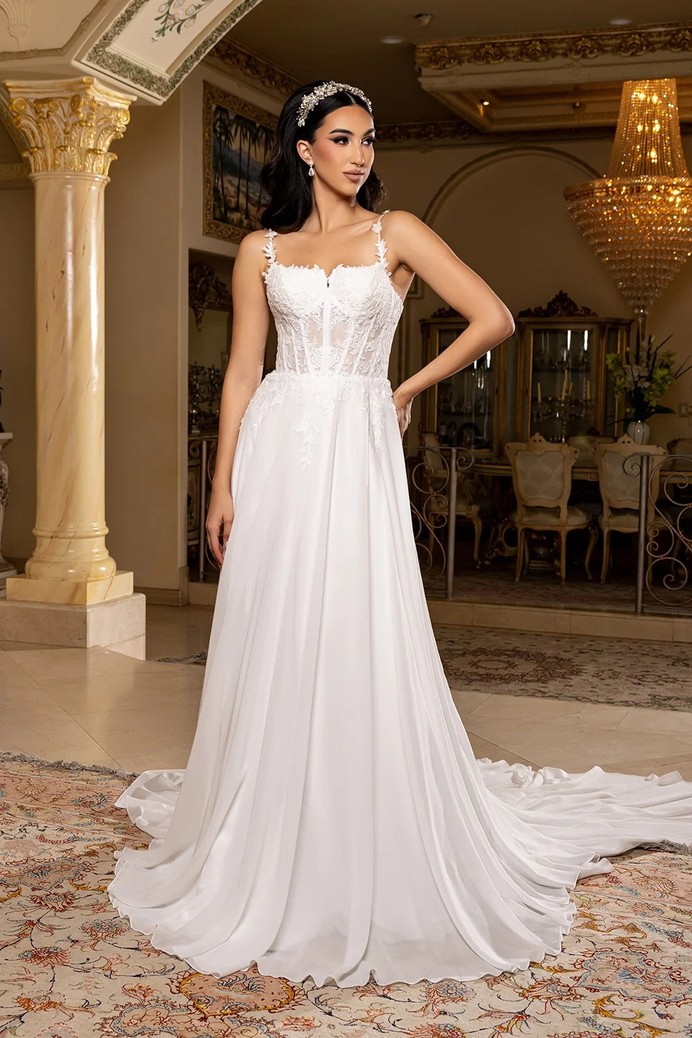 Chiffon Sleeveless Bridal Gown by May Queen RQ8248