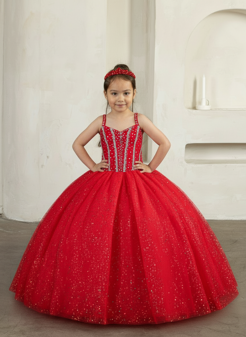 Girls Beaded Sleeveless Gown by Calla SCK-317