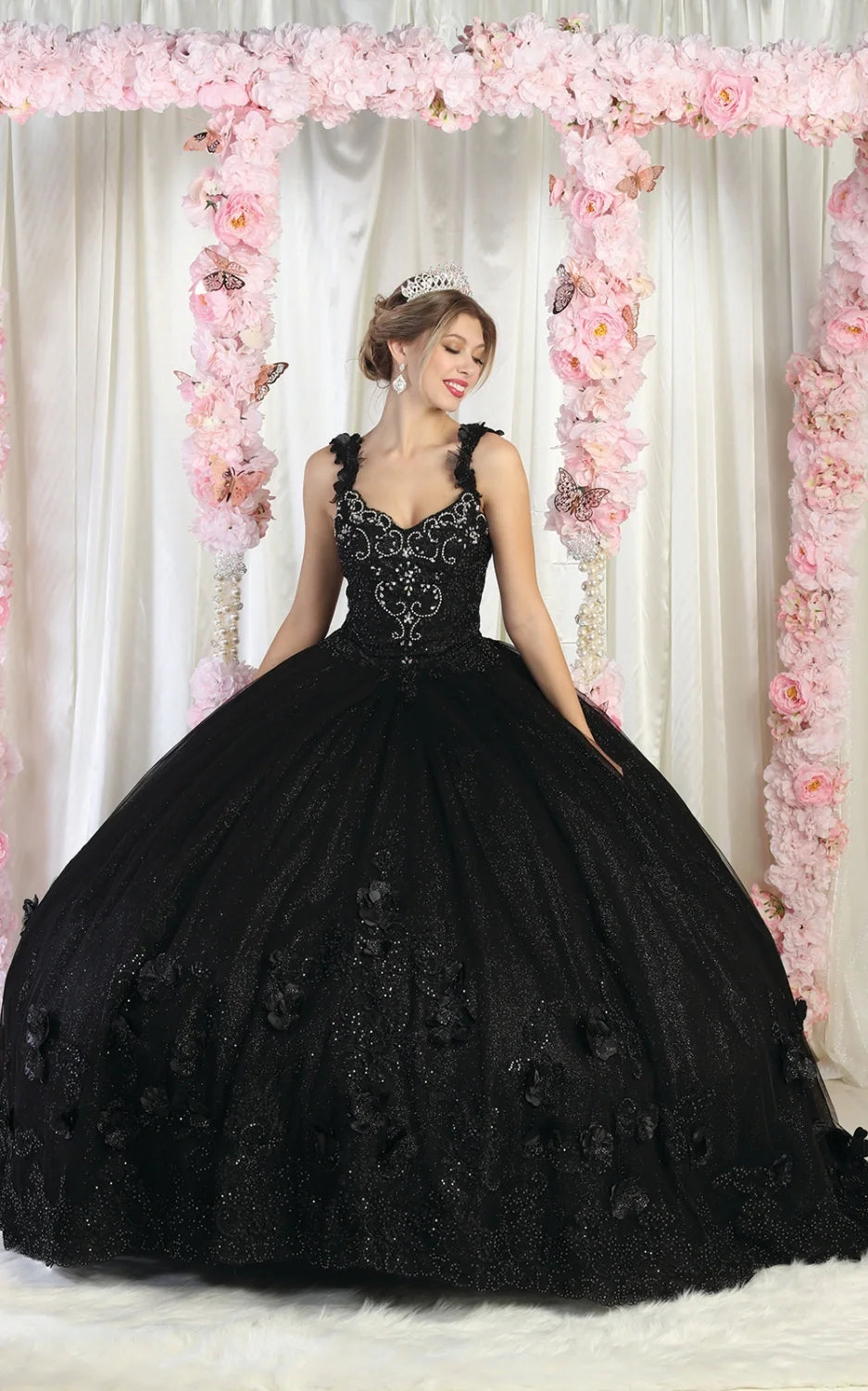 3D Floral Sleeveless Ball Gown by May Queen LK180