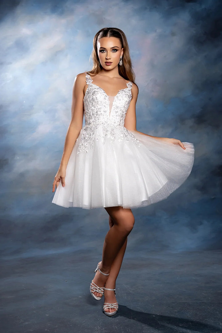 Applique Short Sleeveless Dress by May Queen MQ2246
