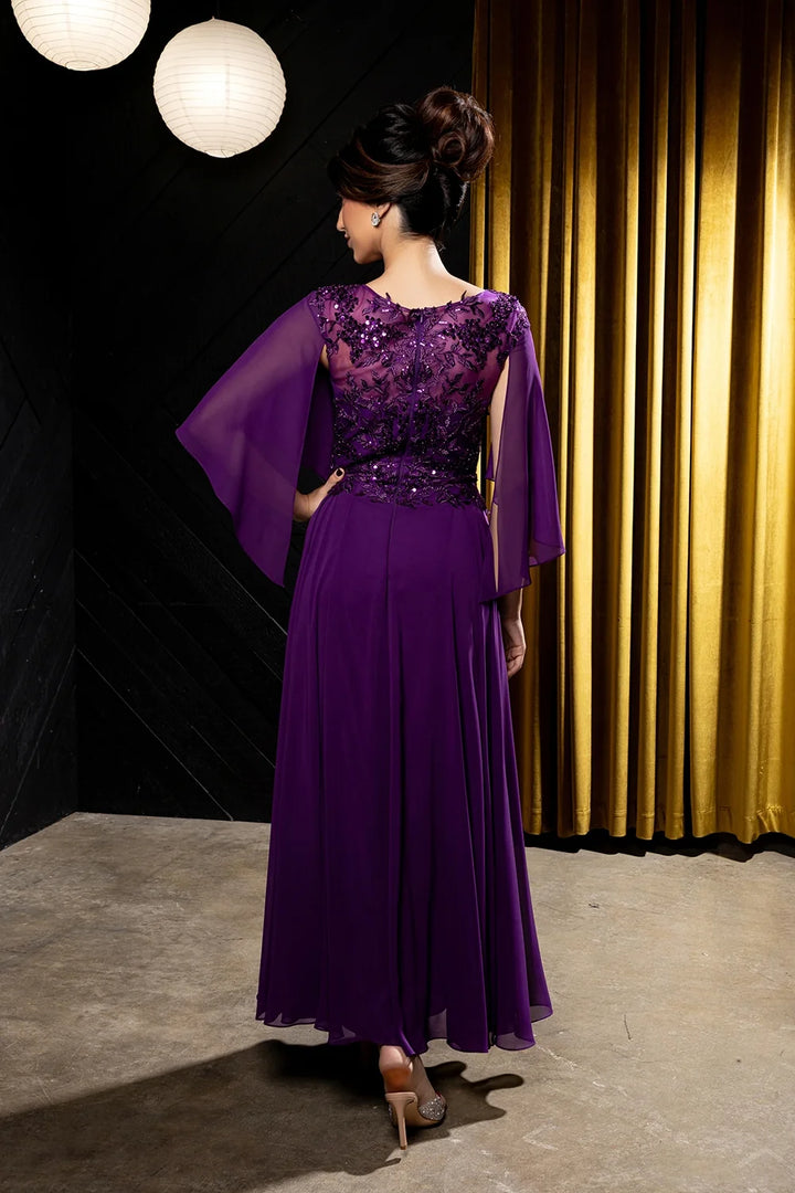 Applique Cap Sleeve A-line Gown by May Queen MQ2233