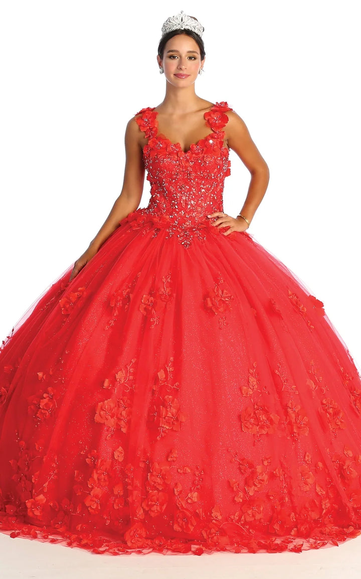 3D Floral Sleeveless Ball Gown by May Queen LK157