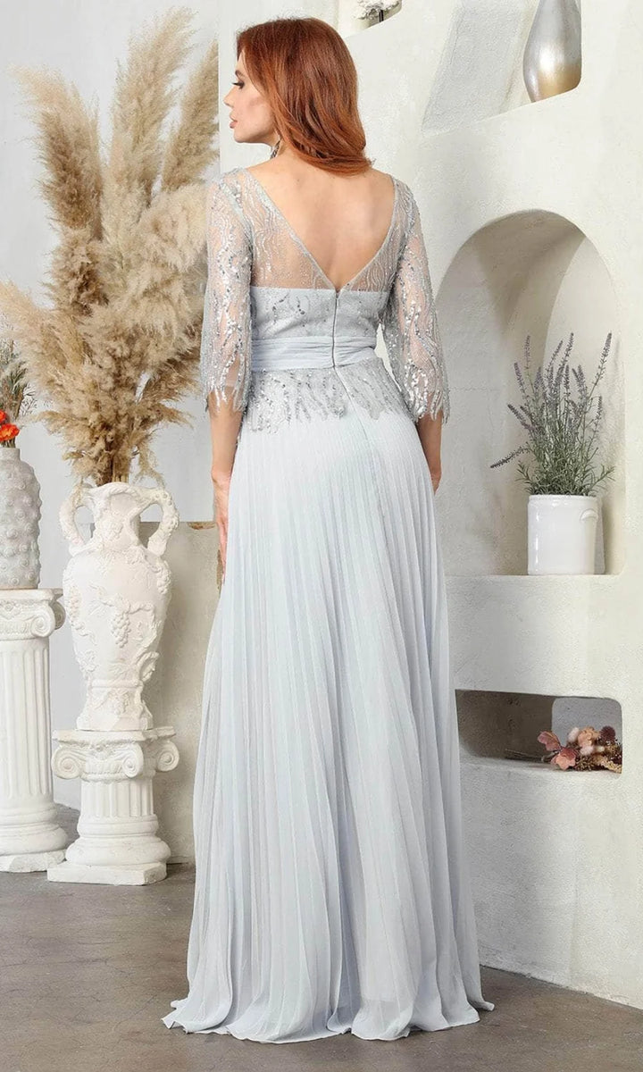 Beaded 3/4 Sleeve A-line Gown by May Queen MQ2007