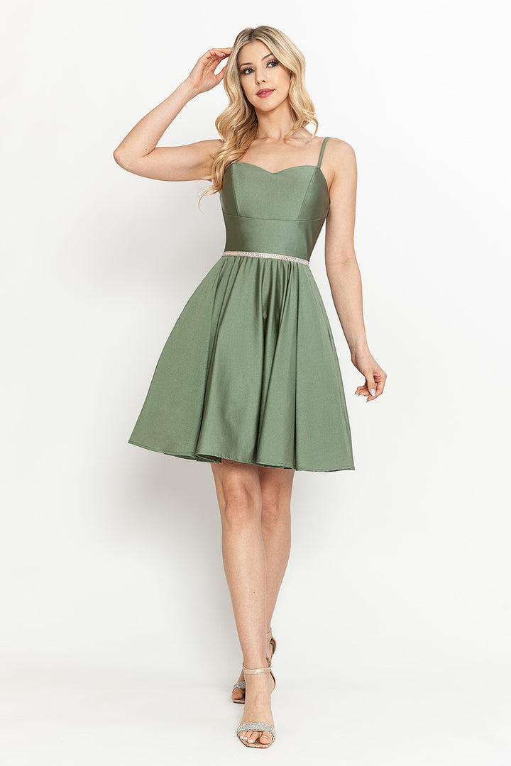 Satin Short Sleeveless Dress by Lenovia 5261