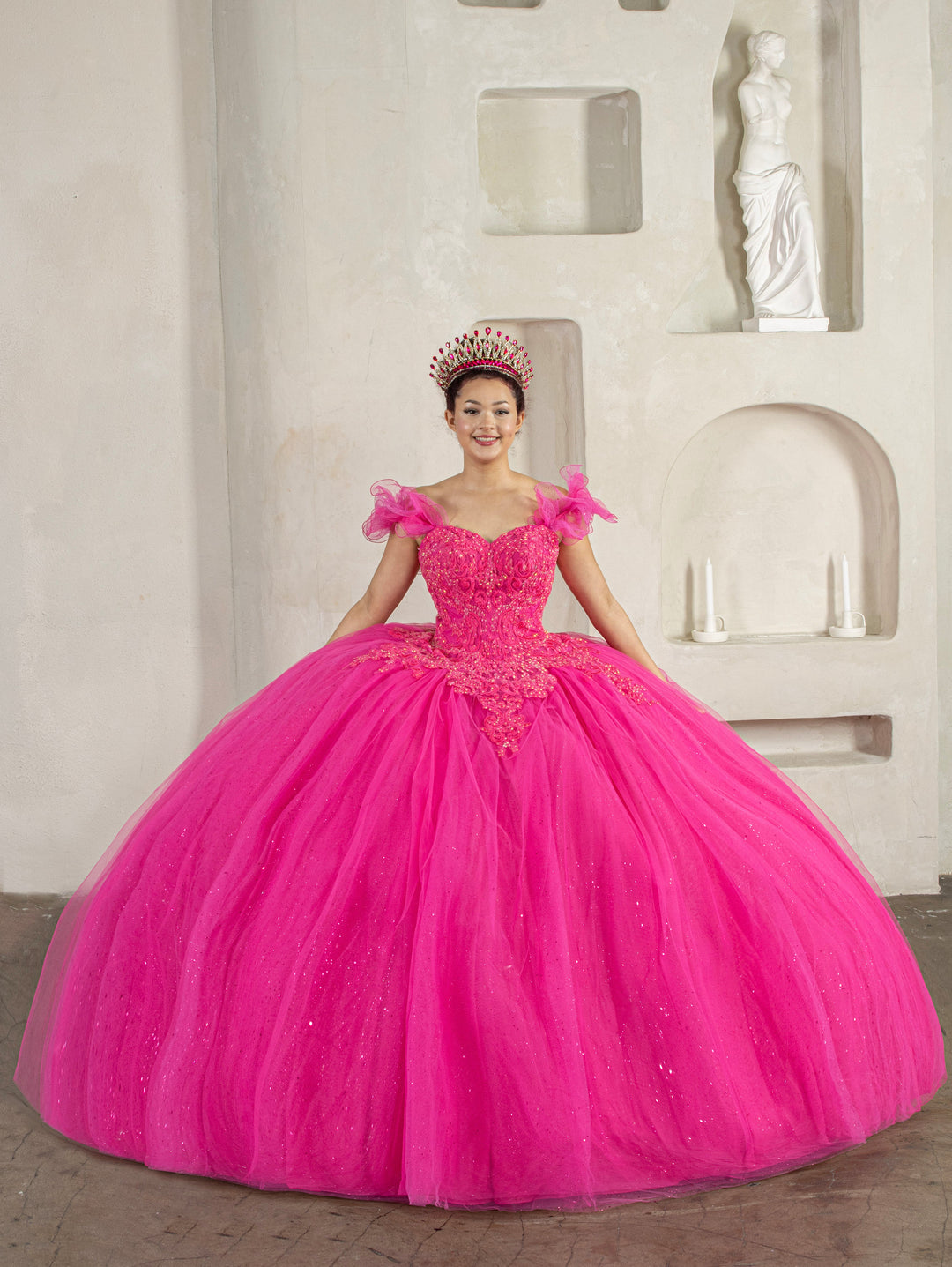 Off Shoulder Cape Ball Gown by Calla SCL-30010