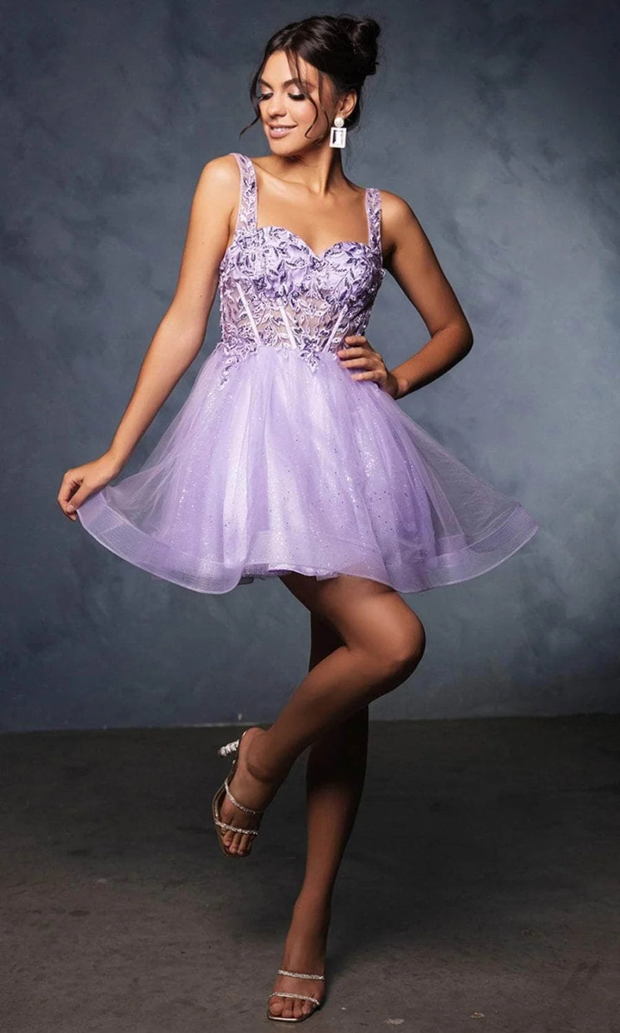 Applique Short Sleeveless Dress by May Queen MQ2149