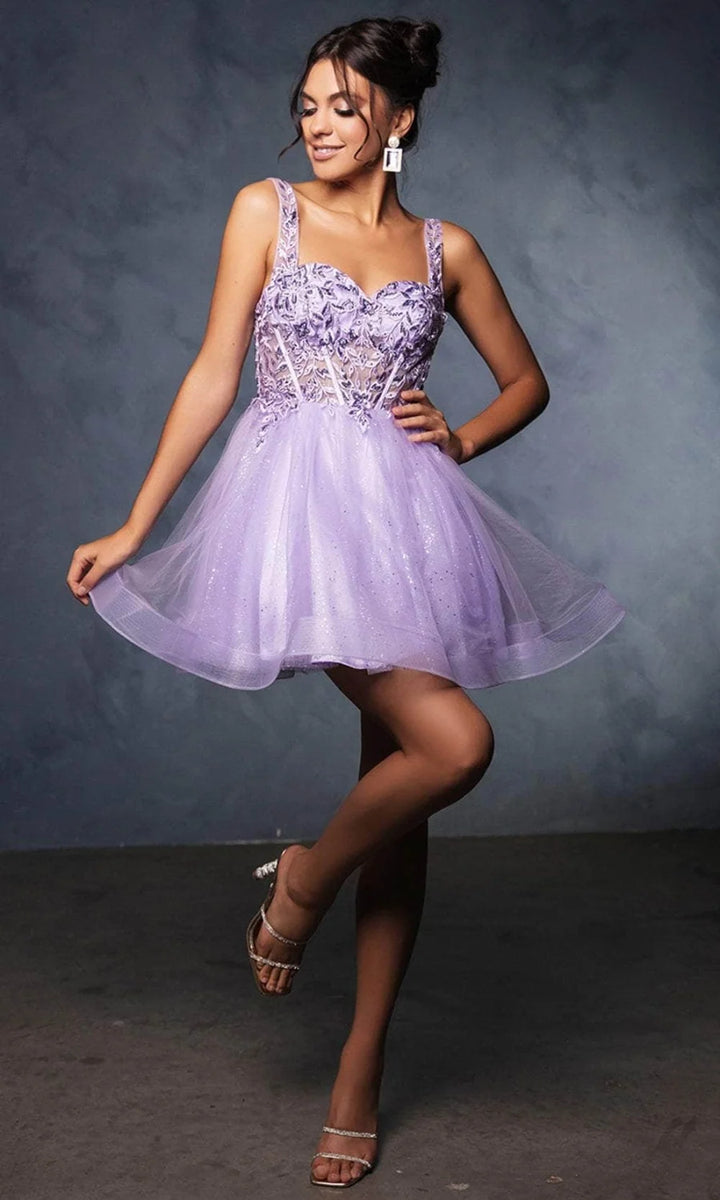 Applique Short Sleeveless Dress by May Queen MQ2149