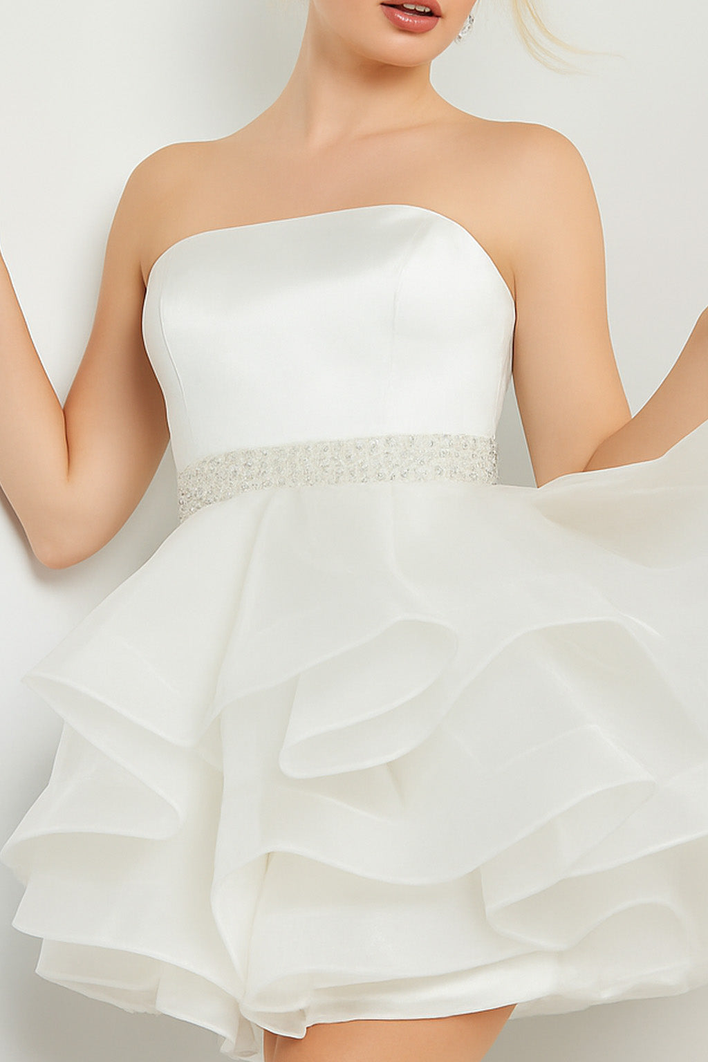 Short Strapless A-line Ruffled Dress by Jovani 22901