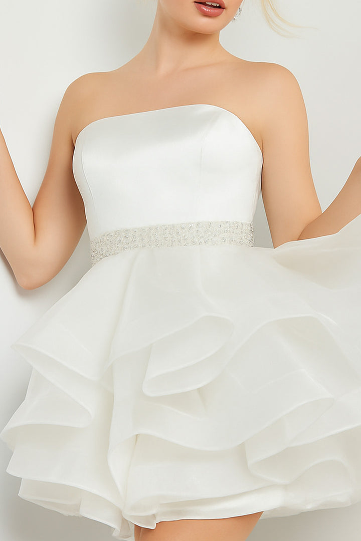 Short Strapless A-line Ruffled Dress by Jovani 22901