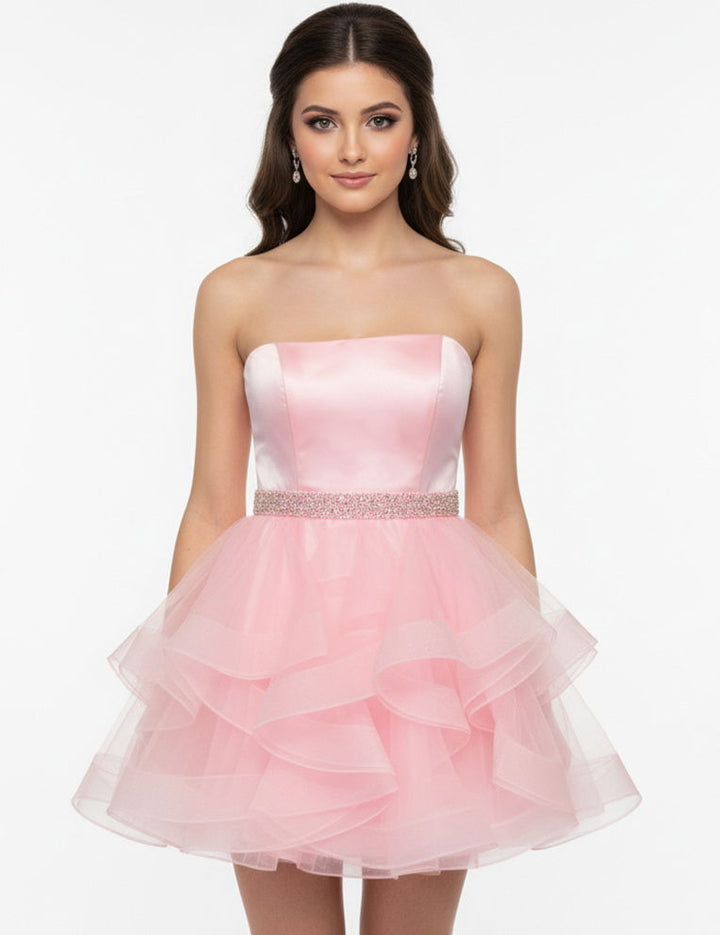 Short Strapless A-line Ruffled Dress by Jovani 22901