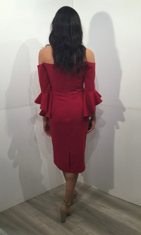 Short Off Shoulder 3/4 Sleeve Dress by Jovani 23645