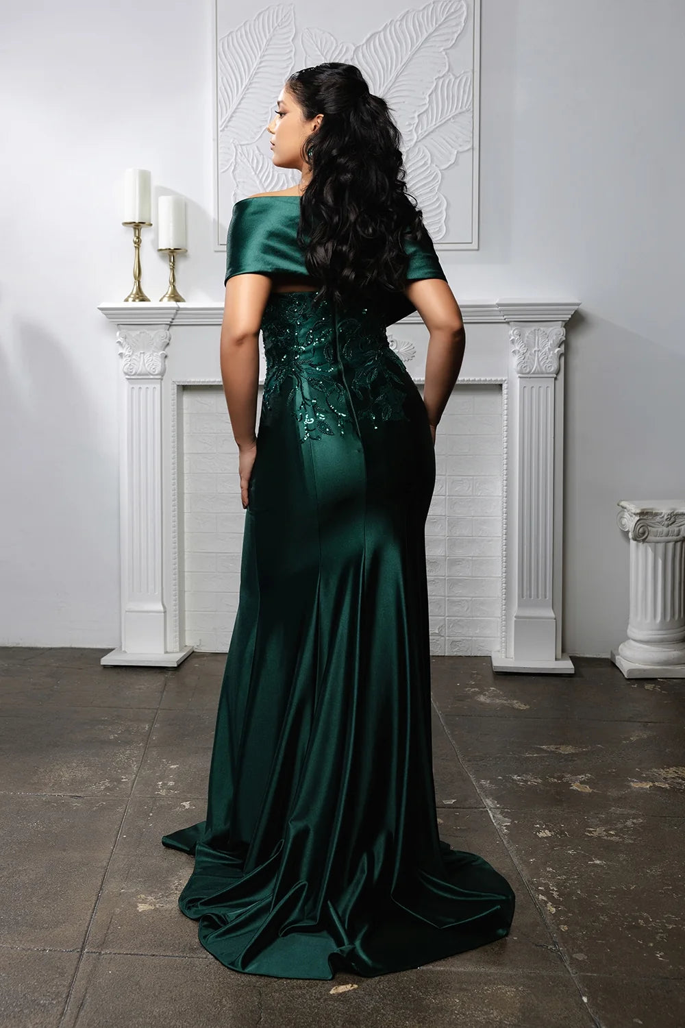 Fitted Off Shoulder Gown by May Queen MQ2174